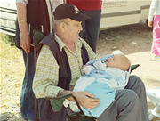 Ender smiling at Grandad